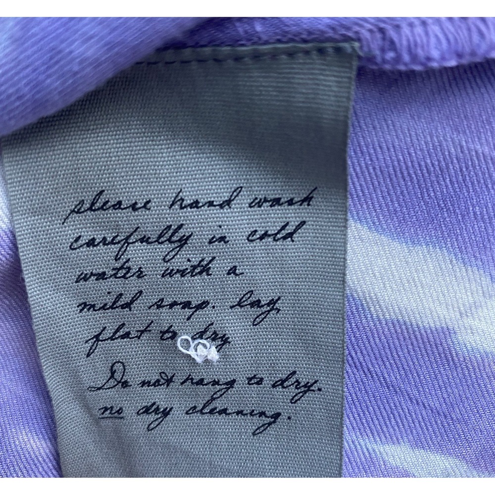 Raquel Allegra Tie Dye Poet Peasant Boho Blouse Purple White Viscose Sz 3 Large - Picture 4 of 9